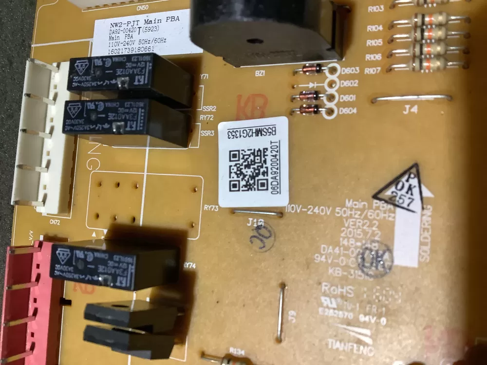 Samsung DA92 00420T DA9200420T Refrigerator Control Board AZ124643 | NR2260