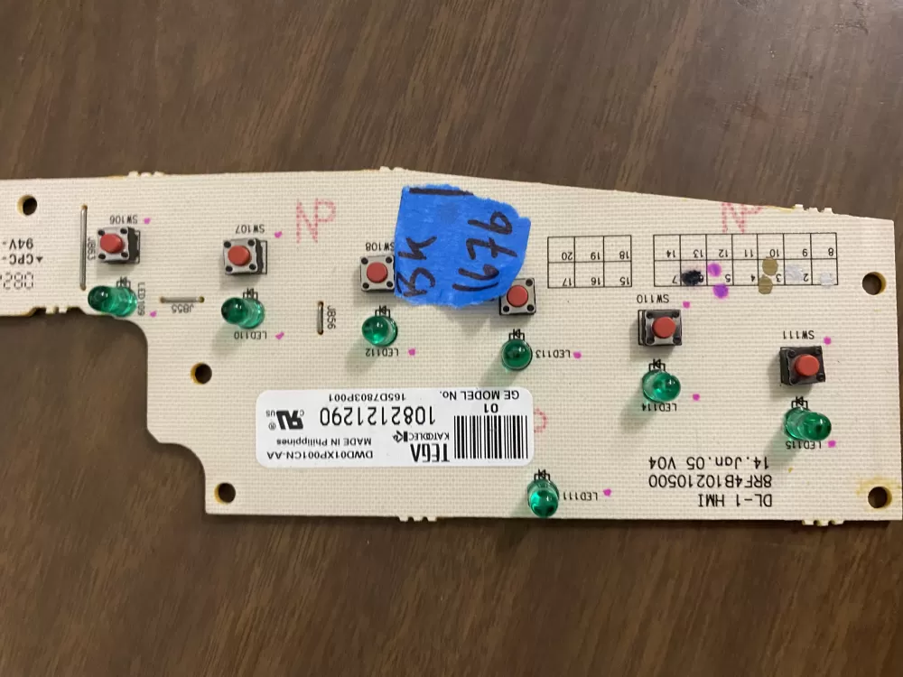 GE 165D7803P001 Dishwasher Control Board AZ31855 | BK1676