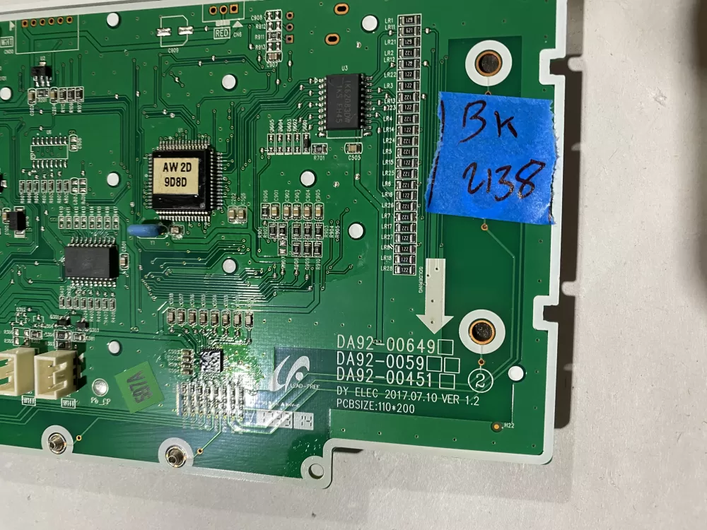 Samsung DA92 00649A Refrigerator Control Board Dispenser AZ114901 | BK2138