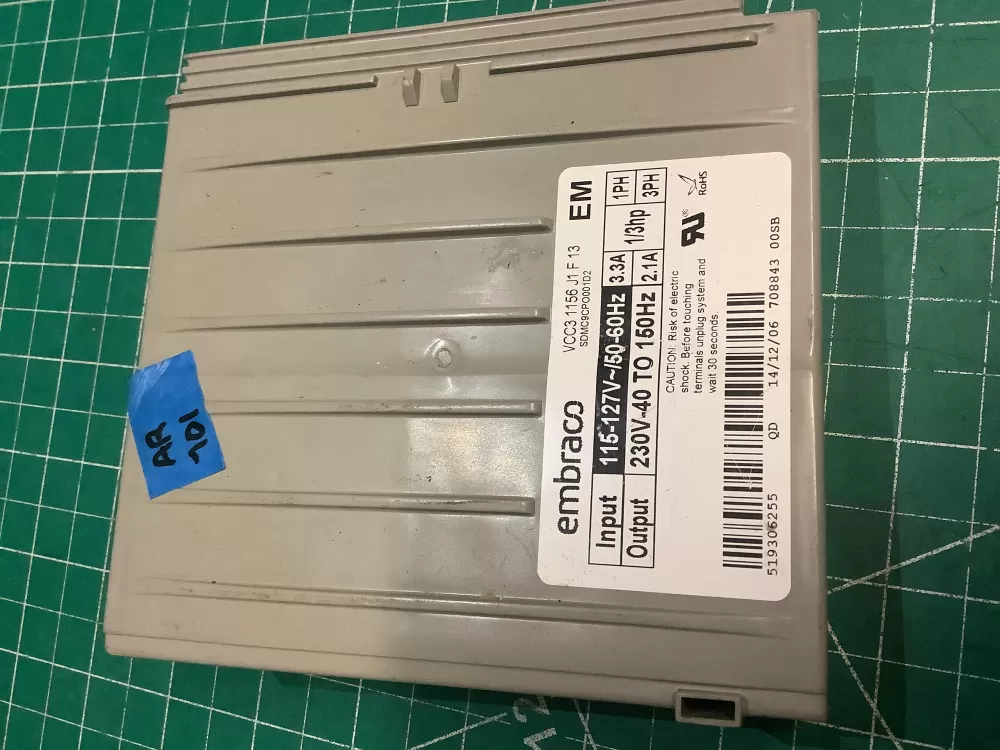 Embraco 519306255 Refrigerator Compressor Inverter Control AZ198267 | AR101