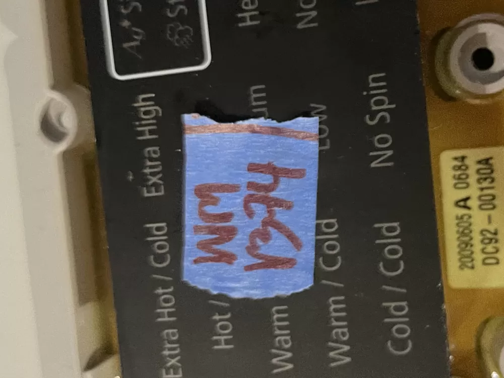 Samsung DC92-00130A DC92-00125A Washer UI Control Board AZ34225 | Wmv374