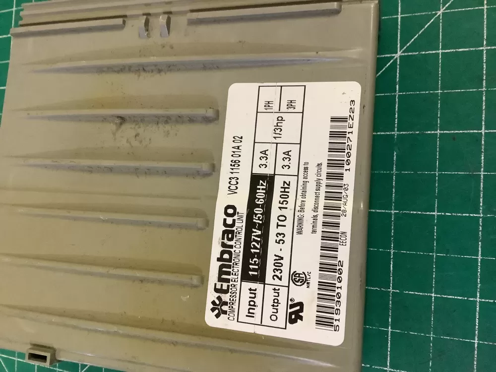 GE Refrigerator Control Board - Part # VCC3 1156 01A 02 AZ195956 | NR582