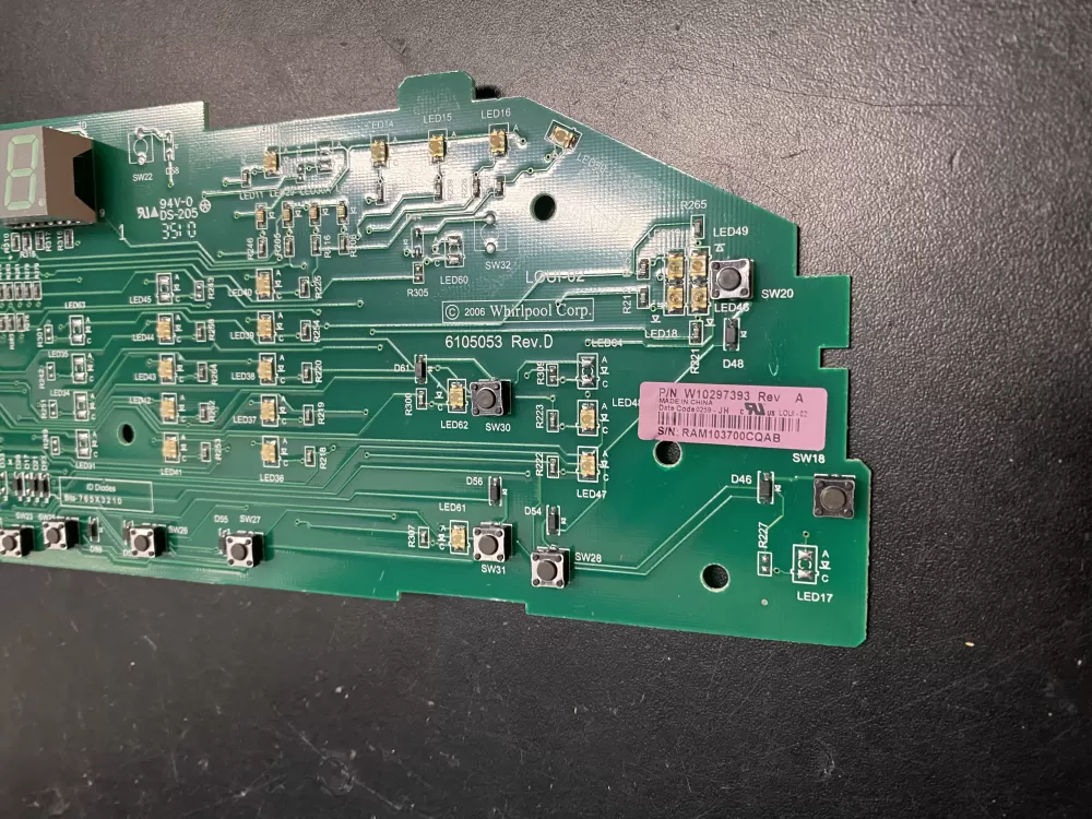 Whirlpool W10298626 W10297393 Dryer Control Board AZ23730 | BK775
