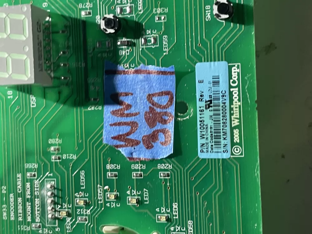 Whirlpool W10051161 Dryer User Interface Control Board AZ40008 | Wm380