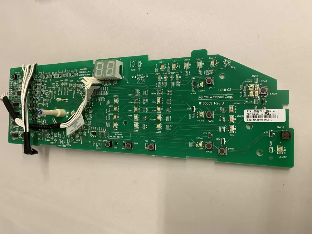 8564291 Whirlpool Washer User Interface