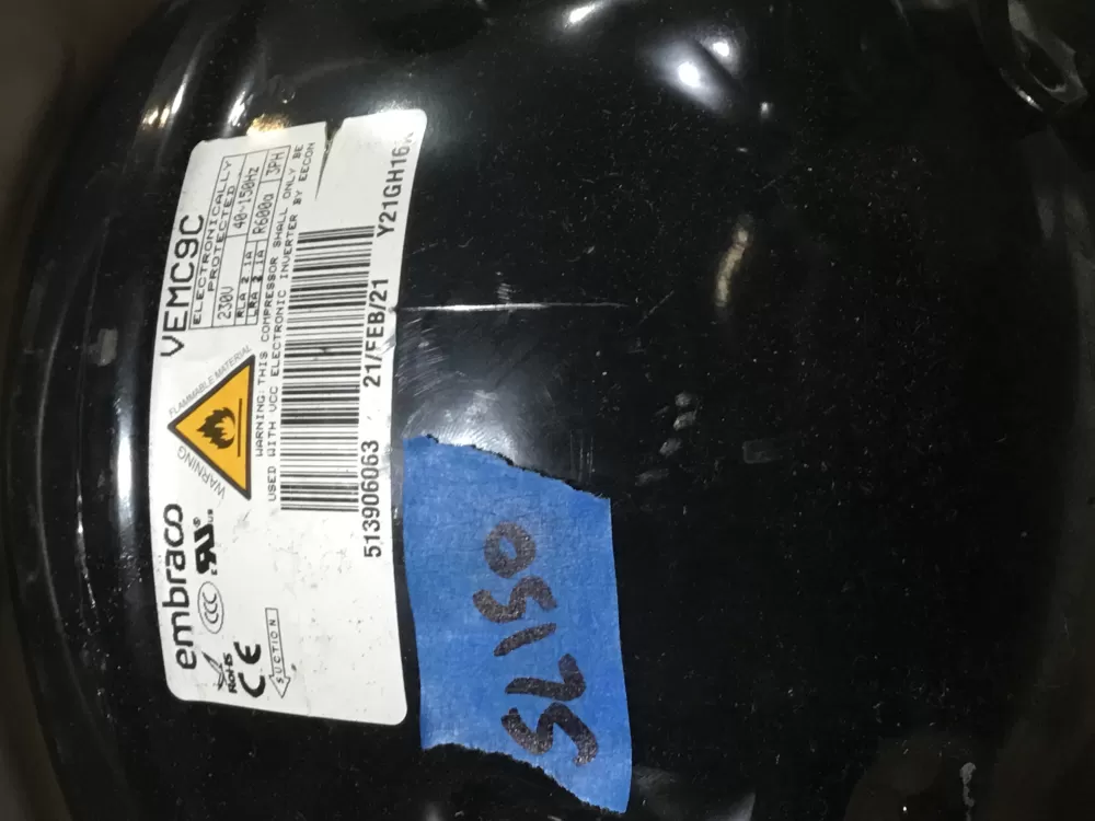 Embraco 513906063 Refrigerator Compressor AZ97403 | Sl150