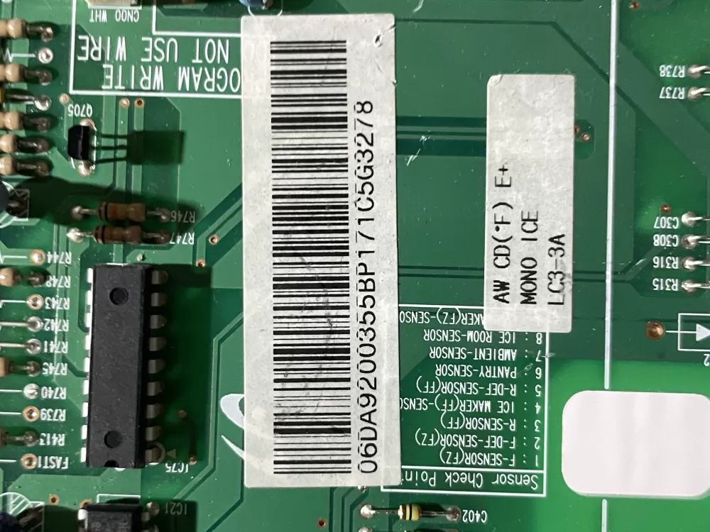 Samsung DA92 00355B Refrigerator Control Board AZ200727 | Wmv362