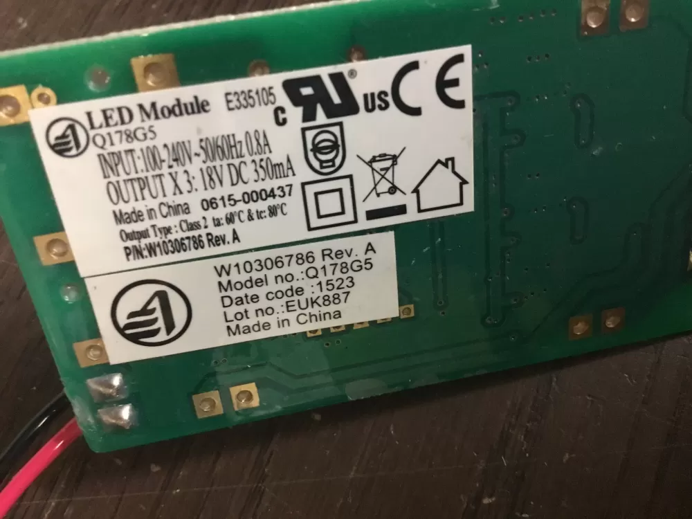 Whirlpool W10306786 Refrigerator LED Inverter Board Box AZ10309 | NR524