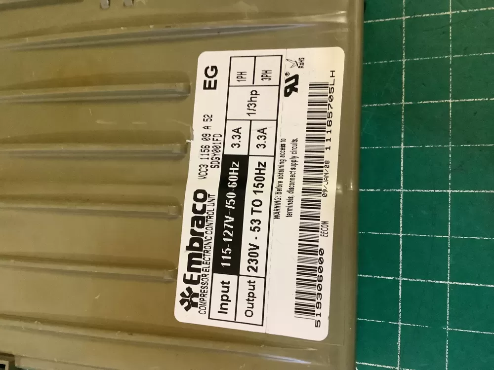 Whirlpool W10629033 Refrigerator Inverter Control Board AZ198703 | NR2769