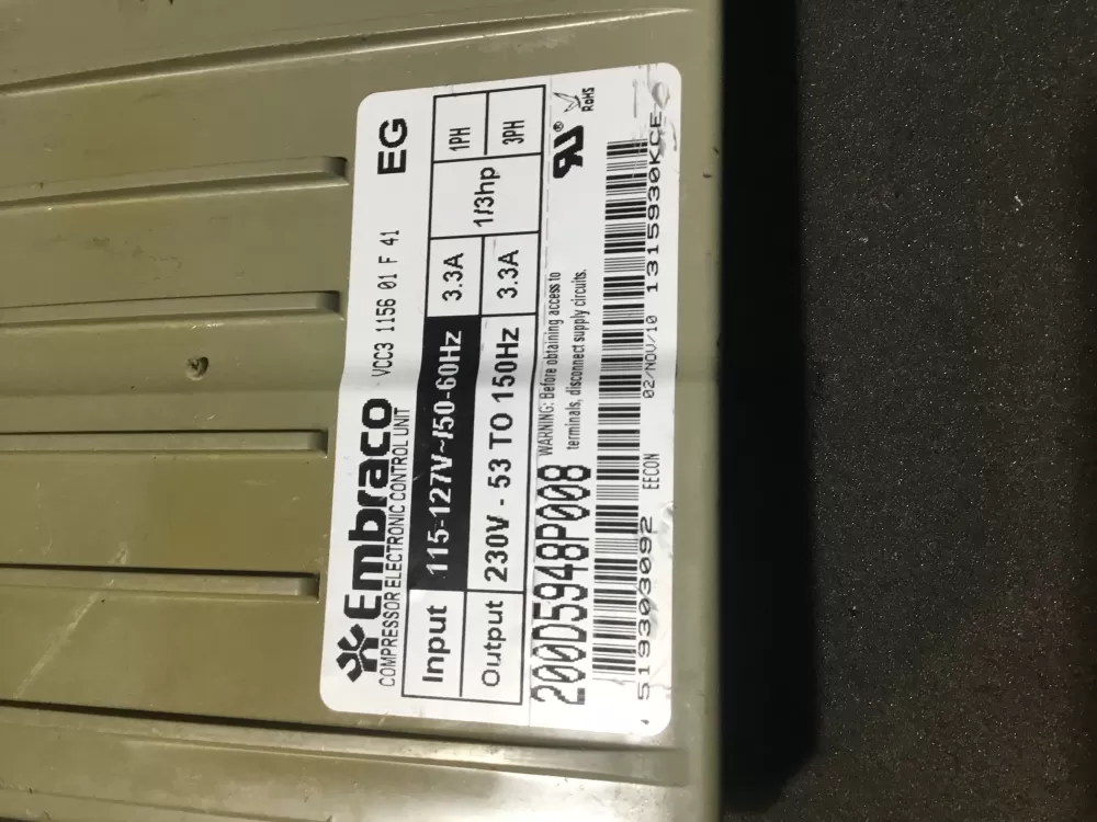 GE 519303092 Refrigerator Compressor Inverter Board AZ96563 | NR73
