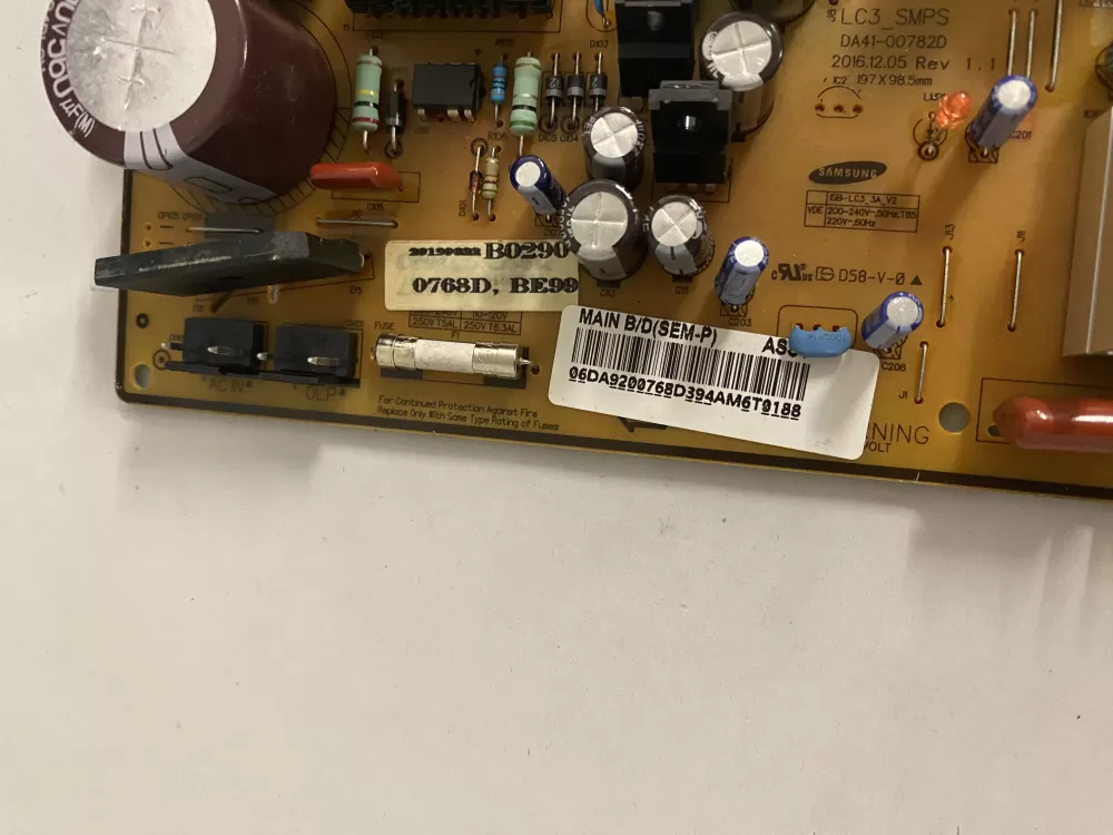Samsung DA92 00768D Refrigerator Control Board Inverter AZ204602 | BK2139