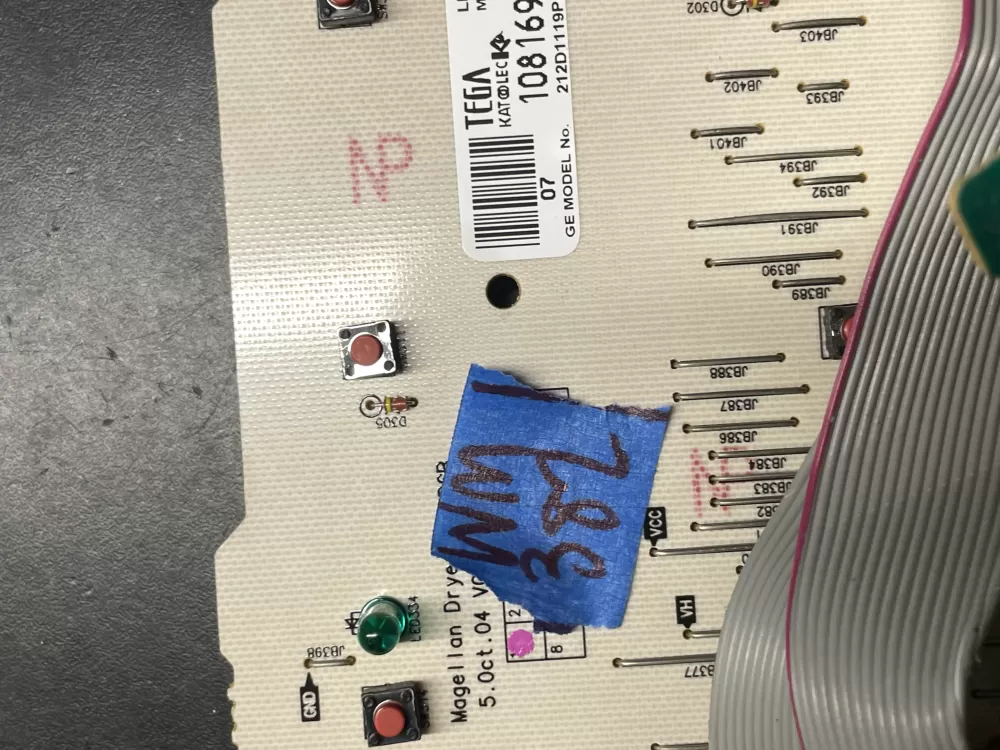 GE 212D1119P007 WE4M387 Dryer Control Board AZ36544 | Wm382