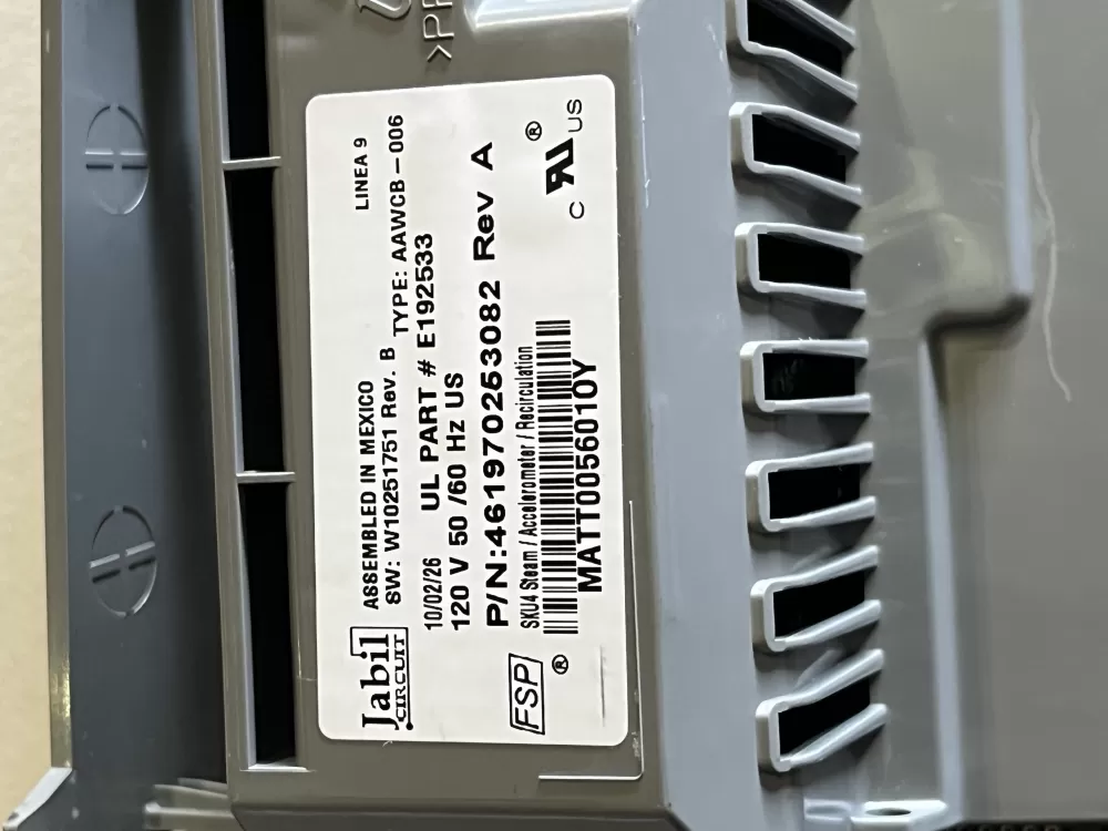 Whirlpool 461970253082 W10326991 Washer Control Board AZ48132 | JT519