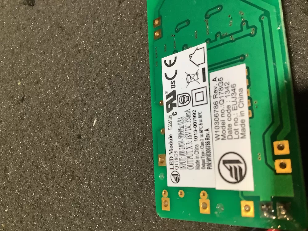 Whirlpool W10306786 Refrigerator Power LED Control Board AZ124648 | NR2260