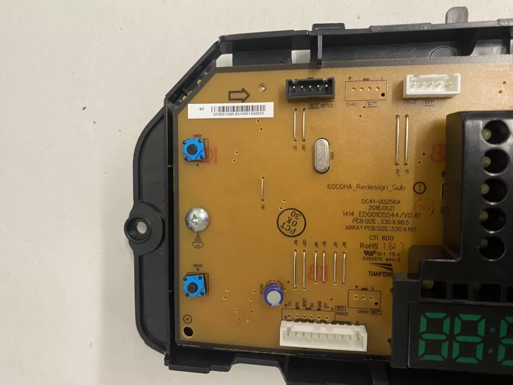 Samsung DC92-01802L Washer Control Board UI Display PCB AZ226619 | BK2061