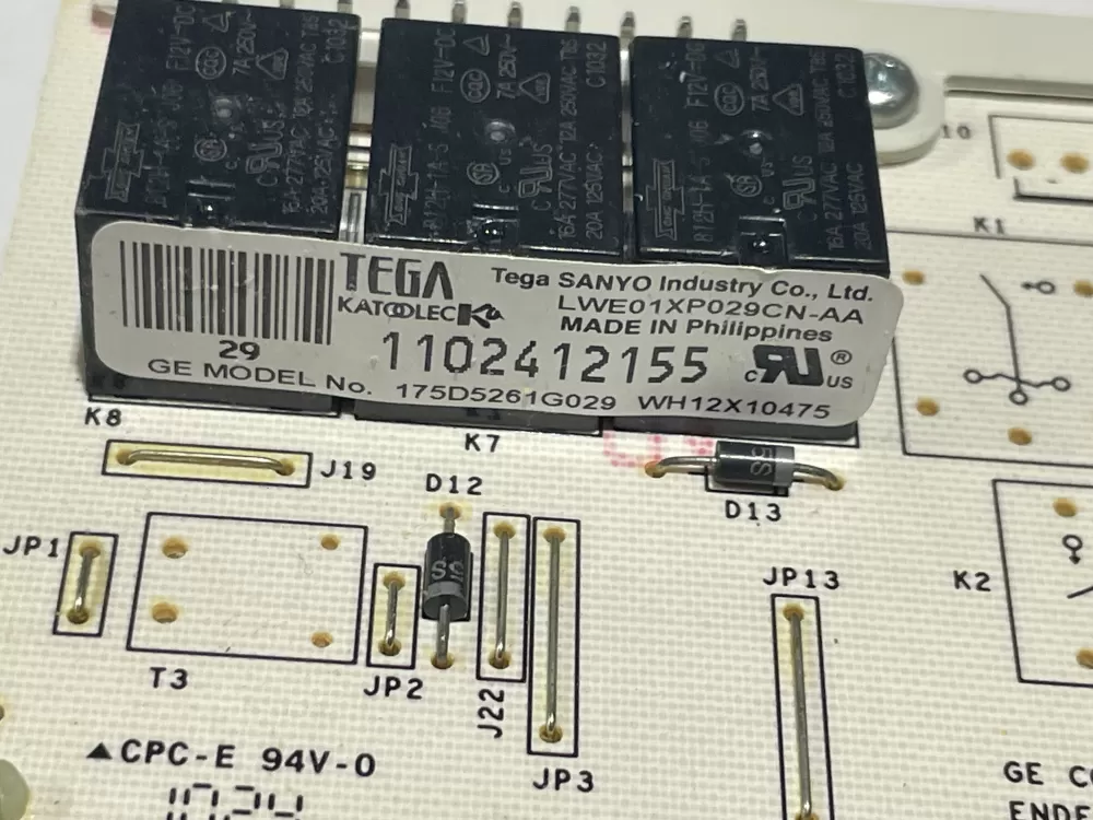 GE 175D5261G029 EBX1129P004 WH12X10475 Washer Control Board AZ111578 | Wm816