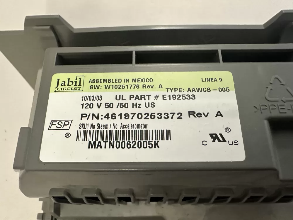 Whirlpool Washer W10251776 461970253372 Control Board AZ1942 | NT442