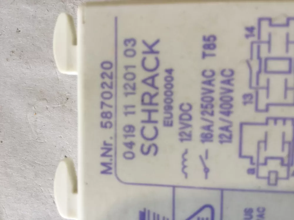 Miele 5870220 Dishwasher Heating Element Relay