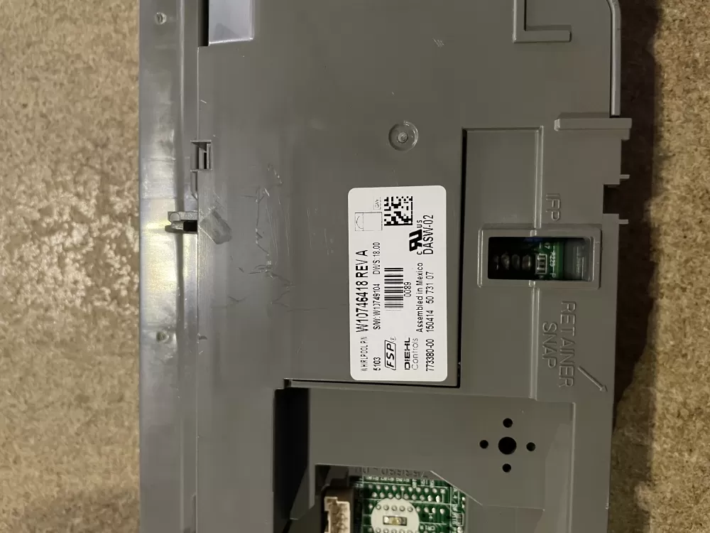 Whirlpool  Kenmore W10746418 W10782663 W10791027 W10833927 W10833930 W10851343 W10854221 PS11737961 W10746418 A Dishwasher Control Board