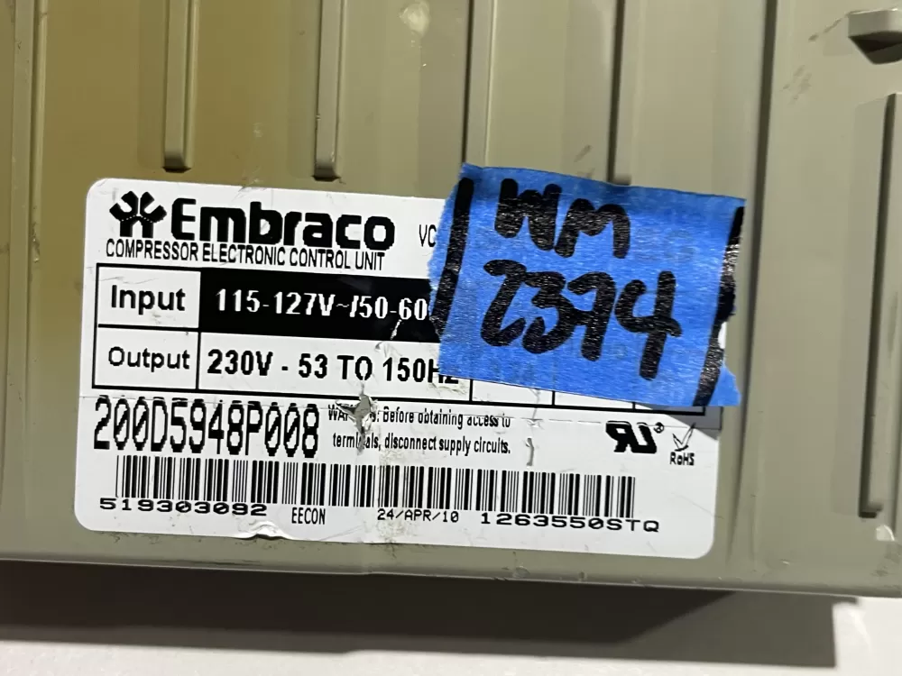 GE 519303092 Refrigerator Compressor Inverter Board AZ141677 | Wm2374