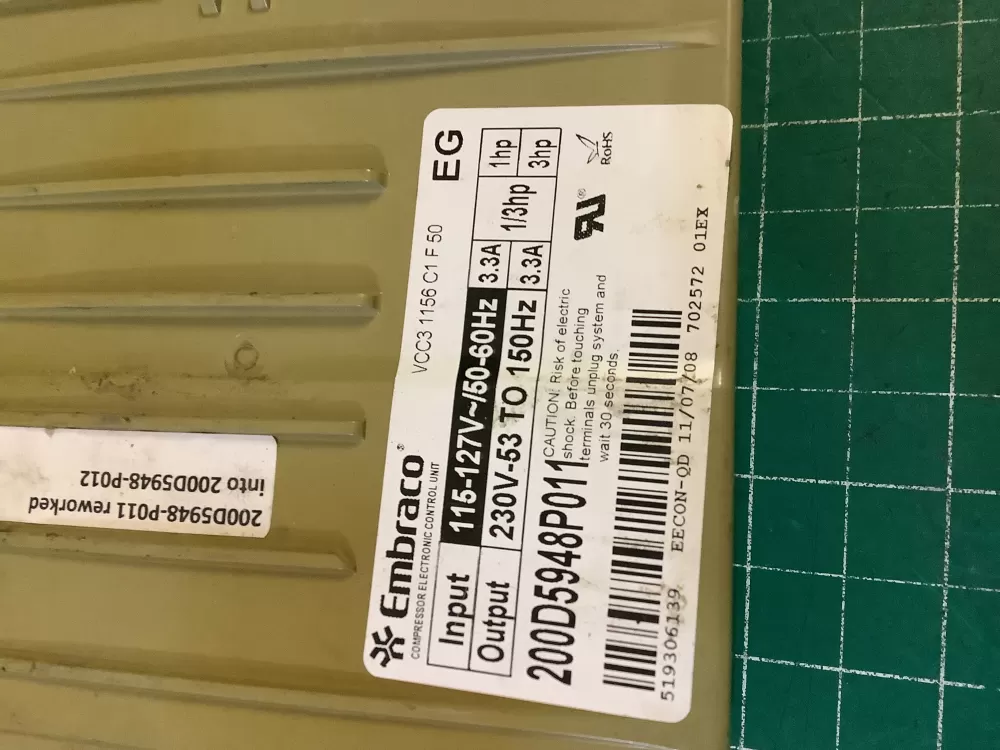 GE Refrigerator WR87X29409 WR55X11099 Compressor Inverter AZ198684 | NR2765