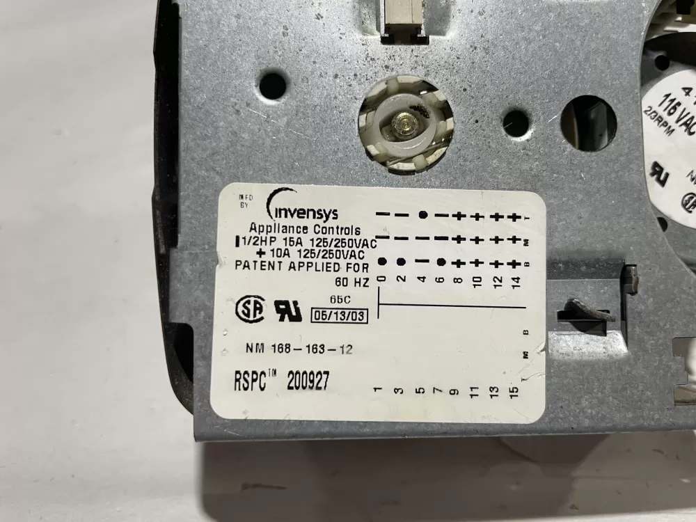 SpeedQueen 1156611 200927 200927P Washer Timer AZ139289 | Wm2144