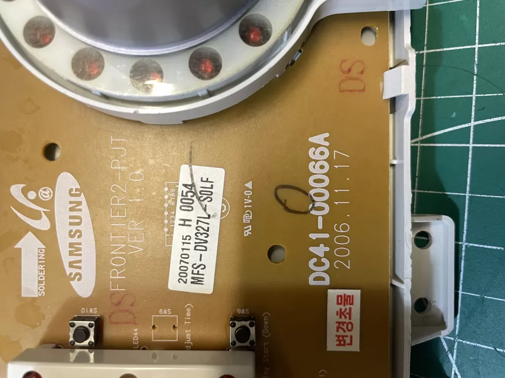 Samsung MFS-DV318A-S0 DC41-00066A Dryer UI Control Board AZ202381 | Wmv820