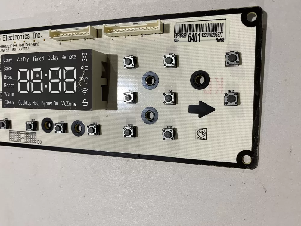 LG Ebr89296001 Range Control Board Pcb Display Assembly AZ160556 | BK1642