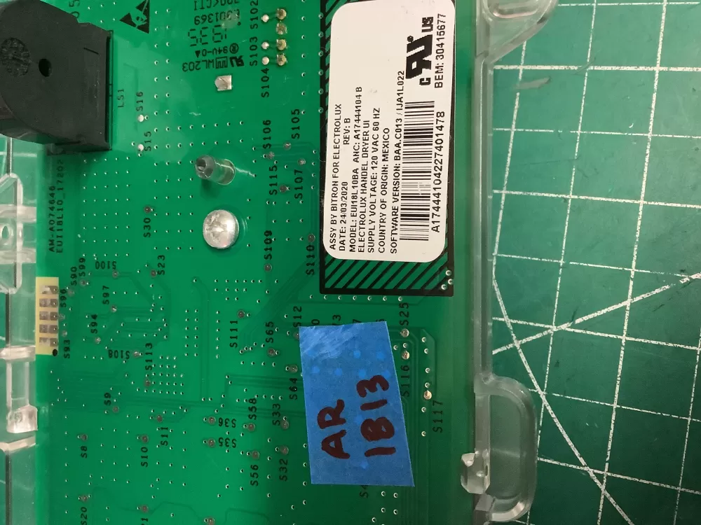 Electrolux A17444103C A17444104B Dryer Control Board Assembly AZ204879 | AR1813
