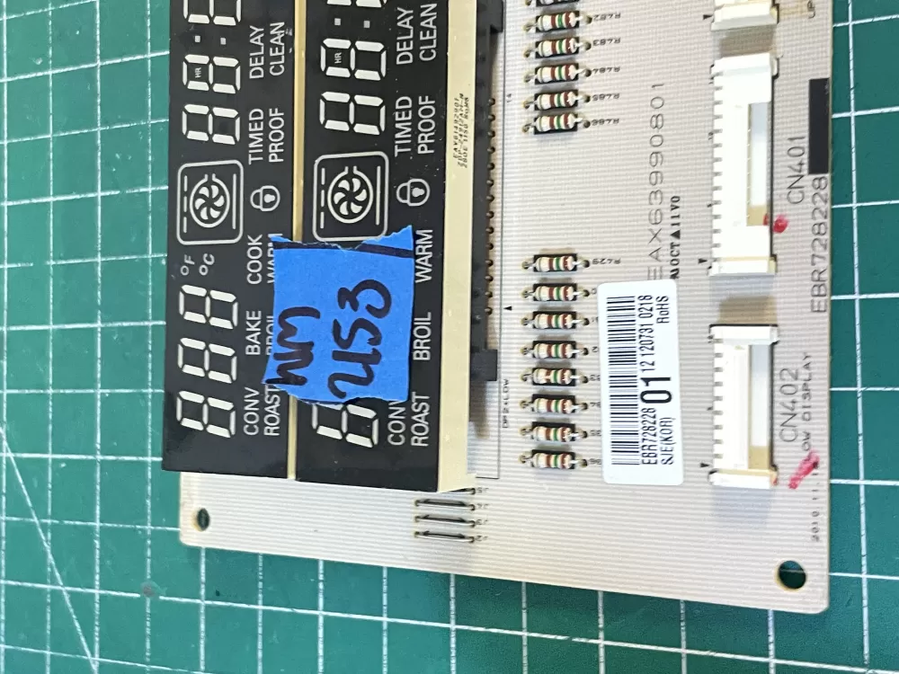 LG EBR72822801 Range Display Control Board AZ200788 | Wm2153