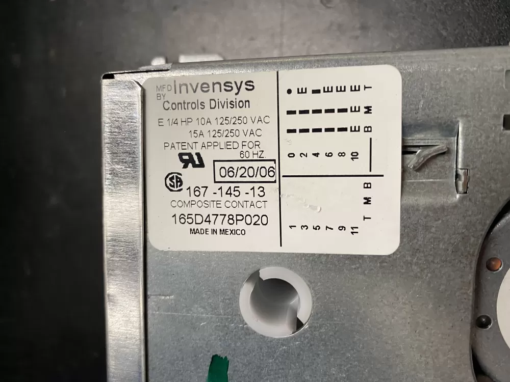GE  General Electric 165D4778P020 Dishwasher Timer