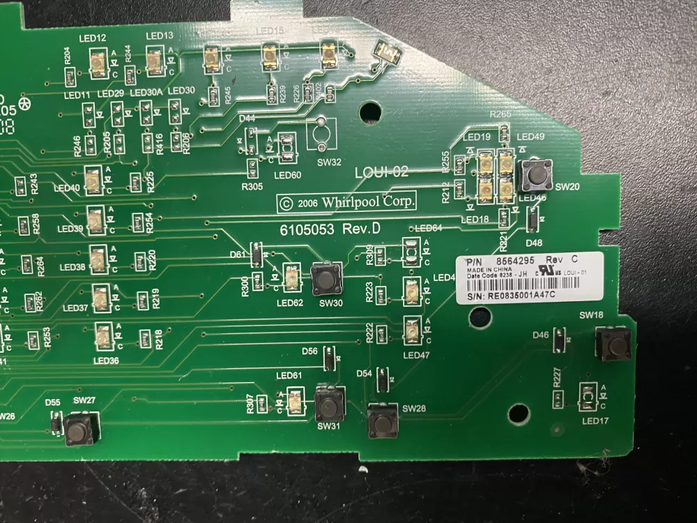 Whirlpool 8564295 User Interface Control Board AZ10824 | BK610