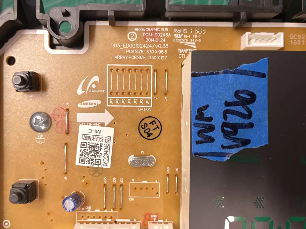 Samsung DC92-01646A DC94-04582A Washer UI Control Board AZ209189 | Wmv926