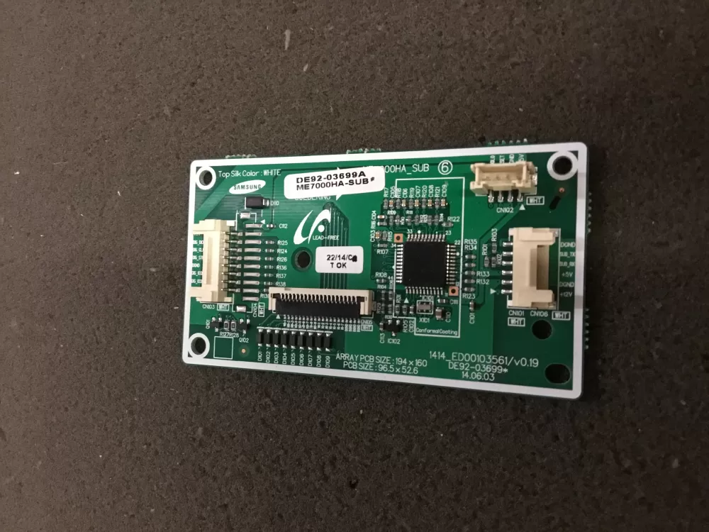 Samsung DE92-03699A Microwave Control Board Panel