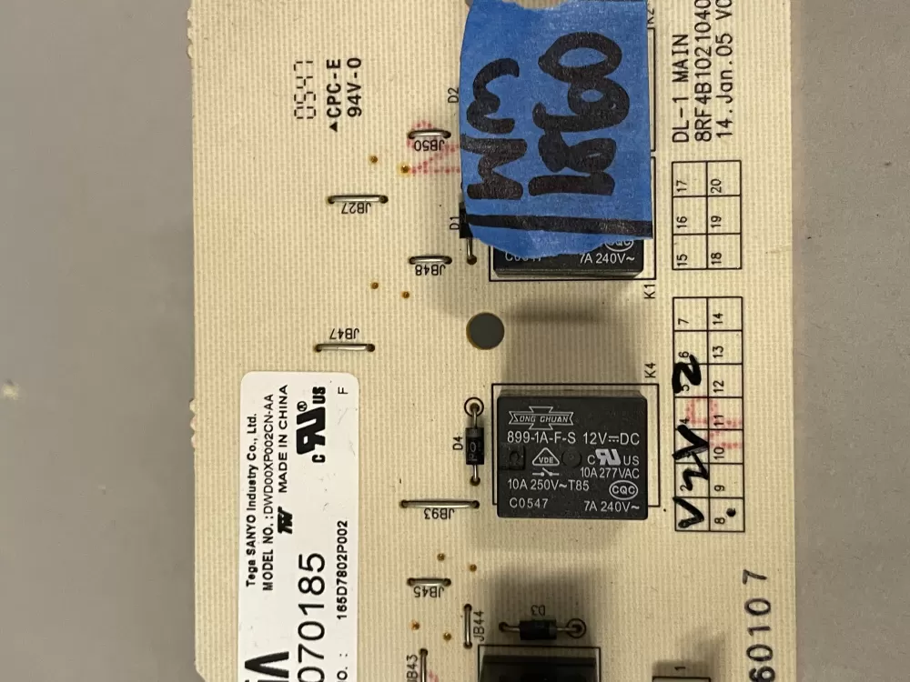 GE 165D7802P002 Dishwasher Control Board AZ216396 | Wm1860
