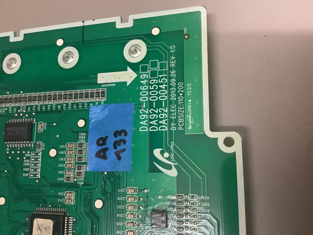 Samsung DA92 00649A Refrigerator Control Board Dispenser AZ201927 | AR133