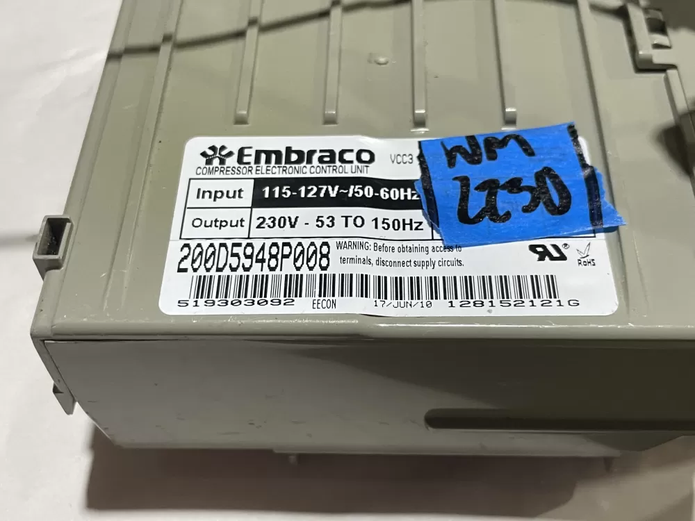 GE 519303092 Refrigerator Compressor Inverter Board AZ141496 | Wm2250