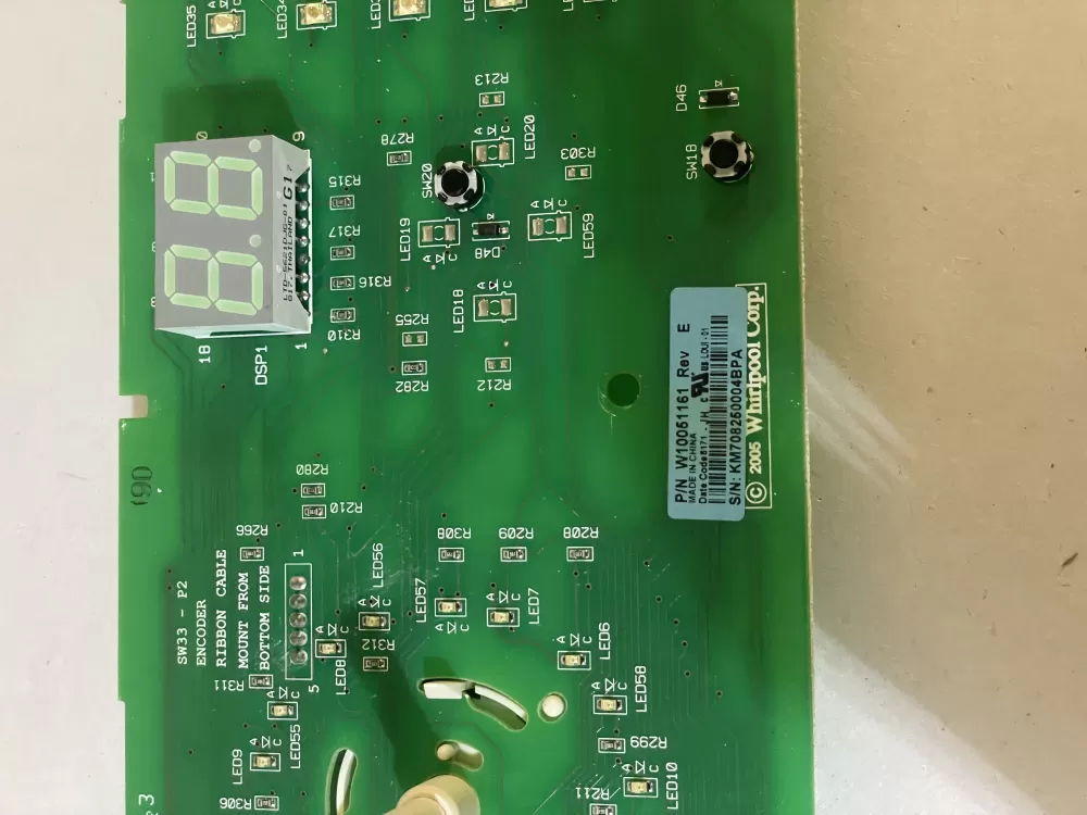 Whirlpool W10051161 Dryer User Interface Control Board AZ129797 | KM2327
