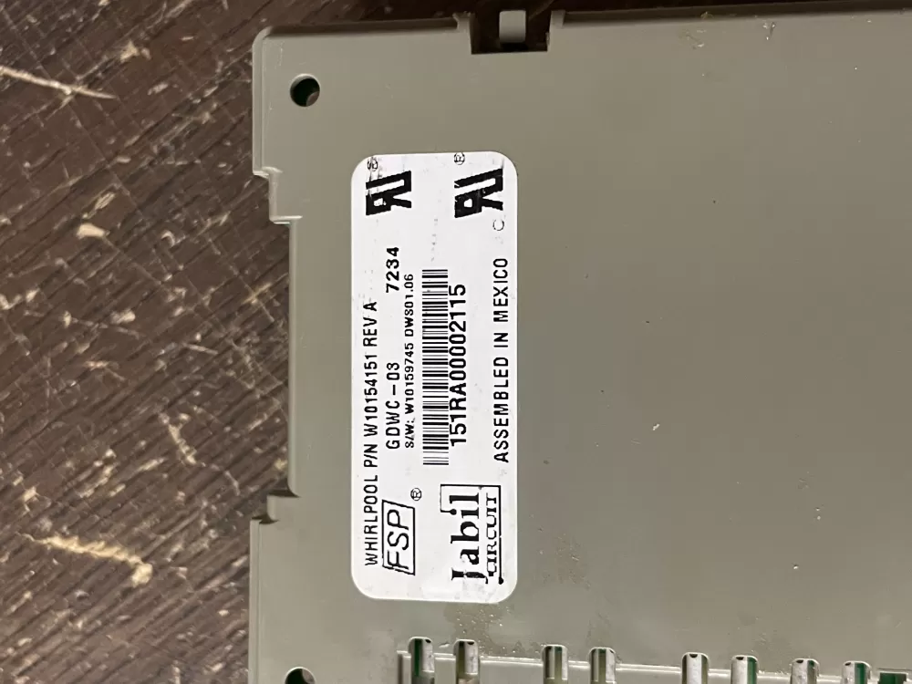 Whirlpool KitchenAid W10056352 Dishwasher Control Board AZ56363 | Wm2021