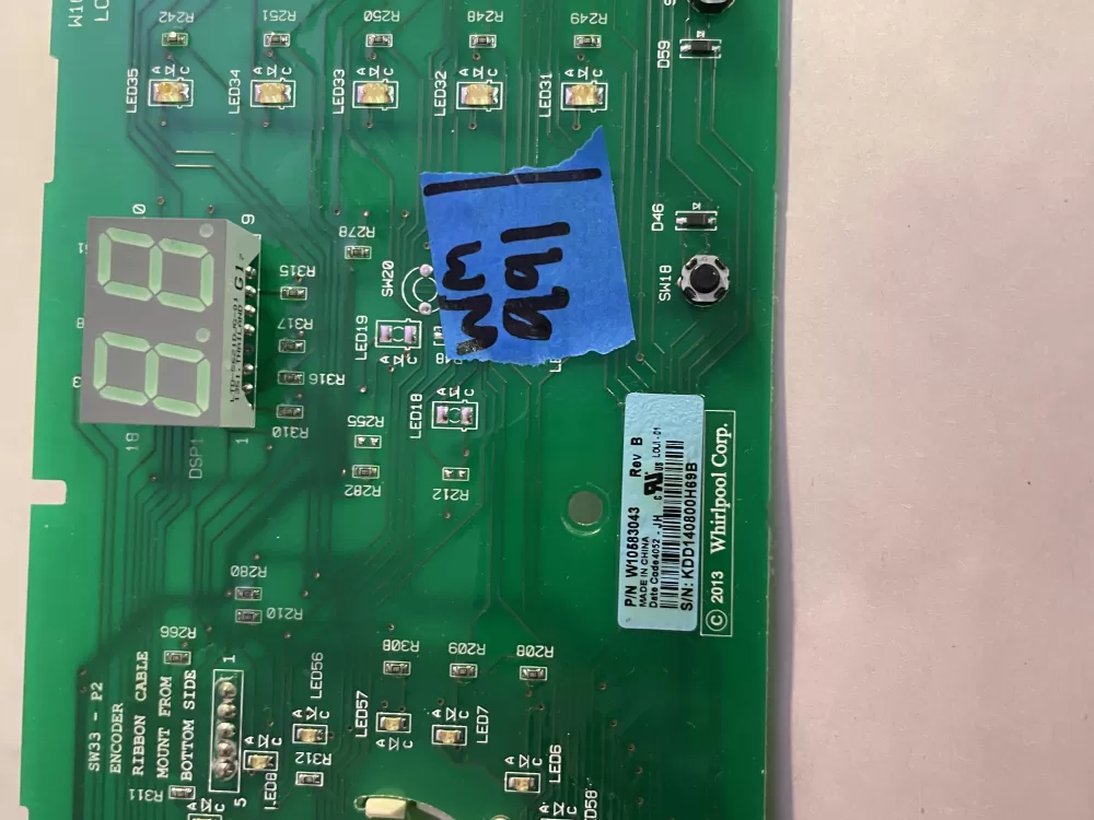 Whirlpool Kenmore W10583043 Washer Control Board Interface AZ195748 | Wm991