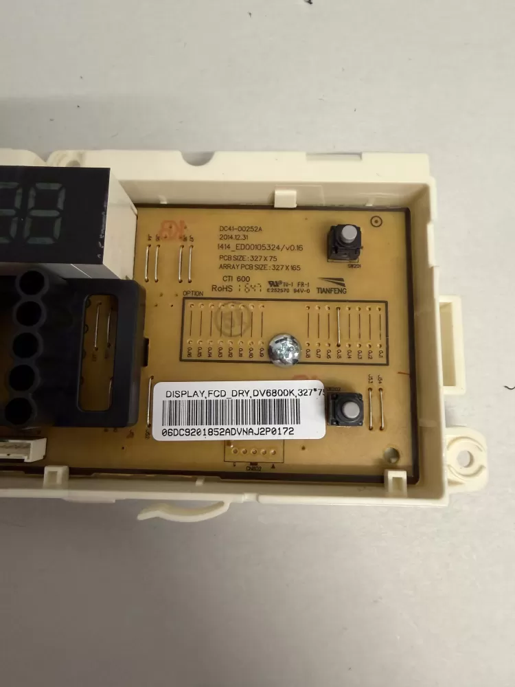 Samsung DC92-01852A Dryer User Interface Control Board AZ231142 | KMV264