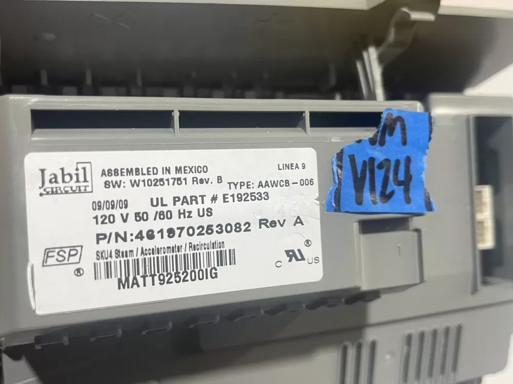 Whirlpool 461970253082 W10326991 Washer Control Board AZ140073 | Wmv124