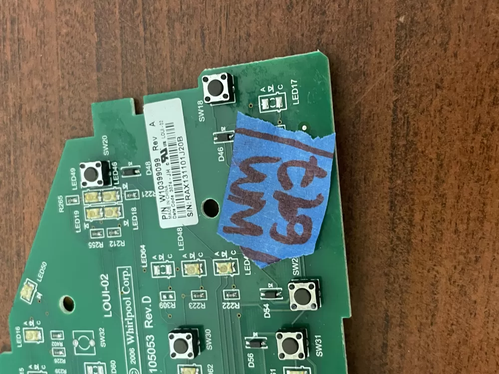 Whirlpool W10399099 Washer Control Board AZ47827 | Wm698