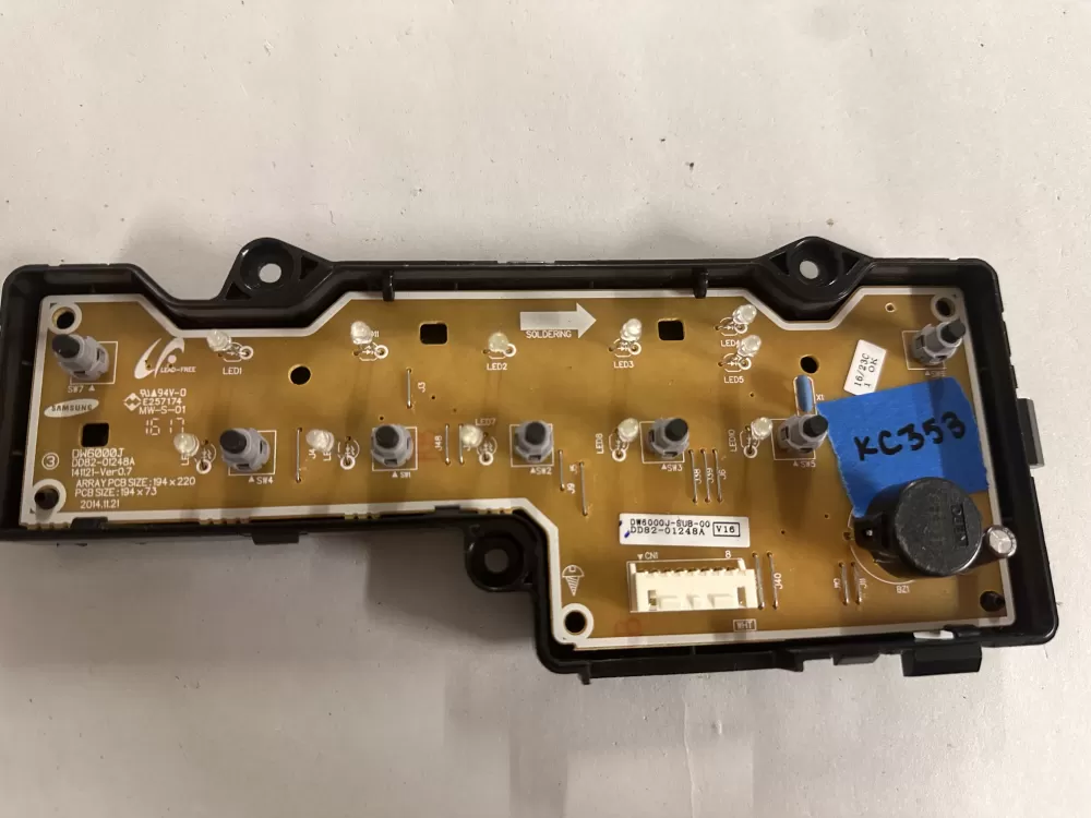 Samsung DD82 01248A Dishwasher Control Board AZ138986 | KC353