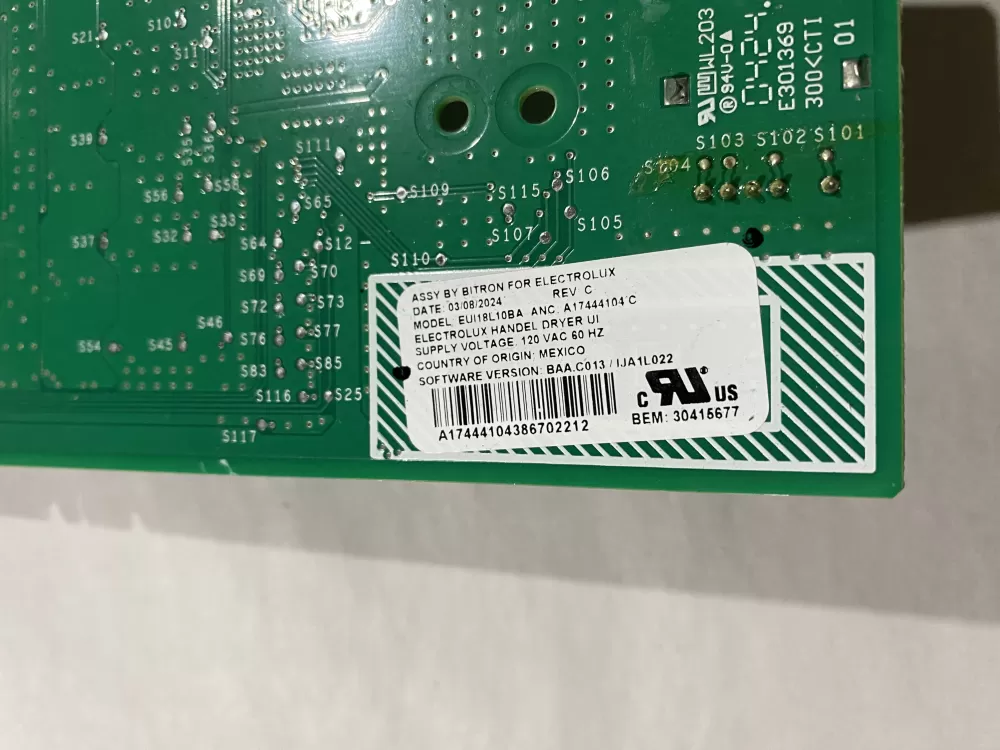 Electrolux A17444103C A17444104B Dryer Control Board Assembly AZ187277 | BK475