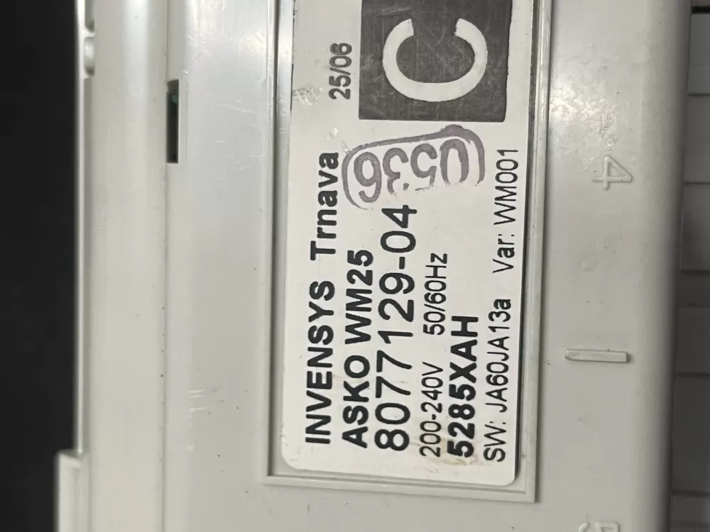 Asko 8077129-04 5285XAH W6342 Washer Control Board AZ22175 | WMV297