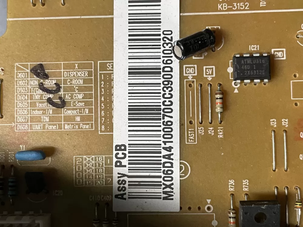 Samsung DA41-00670C DA41-00668A Refrigerator Control Board AZ6508 | Wm1371