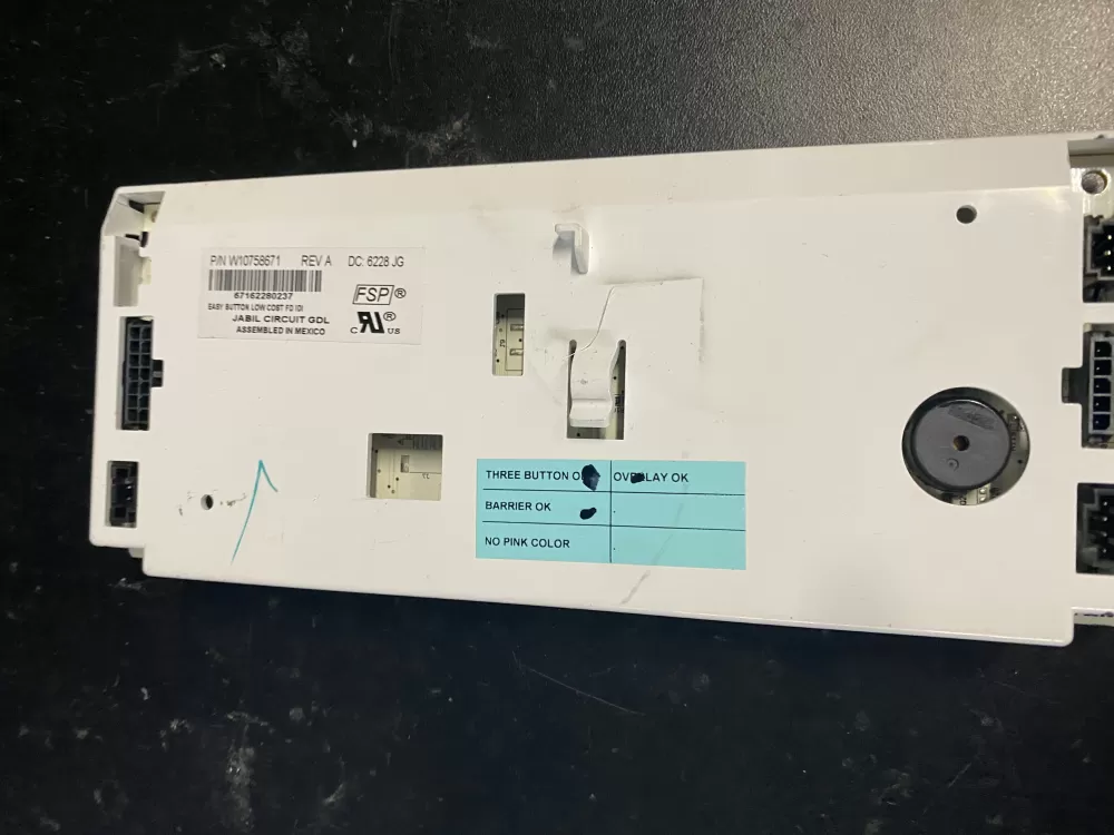 Whirlpool W10758671 WPW10758671 PS11757389 Refrigerator Dispenser Control Board