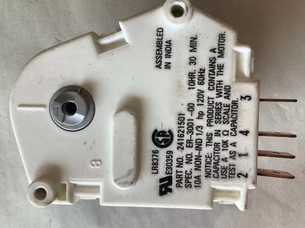 Frigidaire  Kenmore AP2111929 12762 215846602 00624728 00626234 00628510 00628518 0628510 08000559 08006054 08006992 08016919 08950148 215267800 215846605 215846606 240371001 241621501 3001671 3001701 3015909 3203657 4013391050 5300187484 5300628518 5301090474 5303203657 5303211155 5303211680 5303270622 5303275811 5303321133 5303321915 5304457327 5308006054 5308006992 624728 626234 628510 628518 8000559 8006054 8016919 8950148 C000062797 C62797 D007004112 DG187005 F000111695 G000187484 G172706 G174820 G186580 G187005 G187484 M1090167 M1090474 N8000559 R000900241 R000900764 R900241 PS423801 Refrigerator Defrost Timer