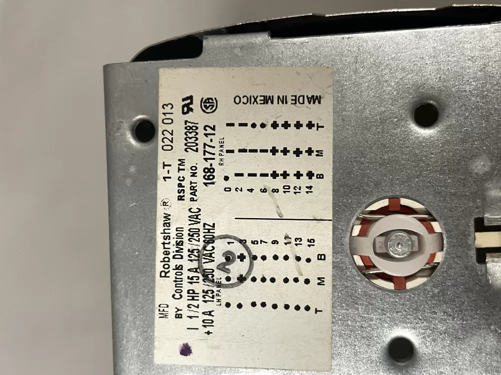 168 177 12 203387 Washer Robertshaw Timer AZ215940 | Wm924